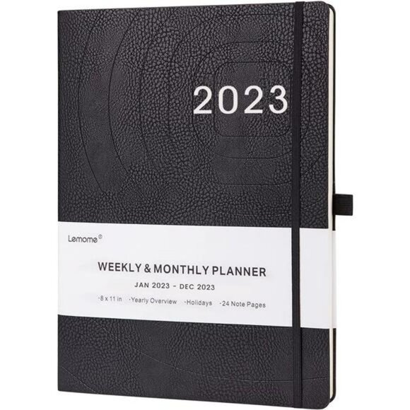 2023 Planner - Planner 2023 with Pen Loop, Inner Pocket, 8.5" x 11" - Black - Picture 1 of 7